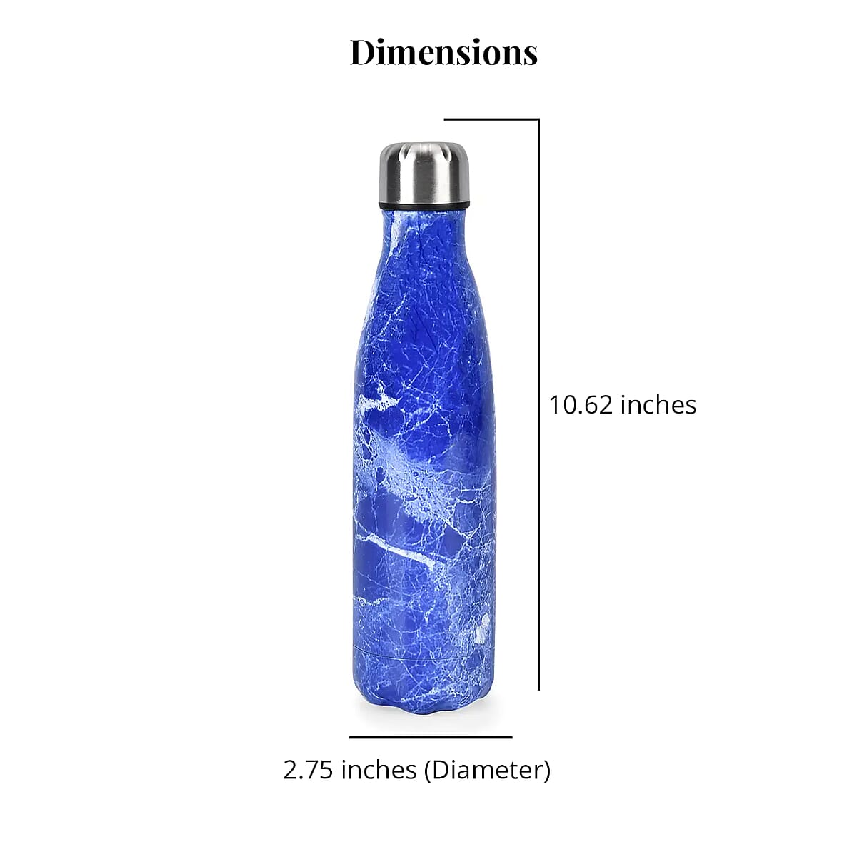 Blue Marble Pattern Stainless Steel Water Bottle (500 ml) image number 5