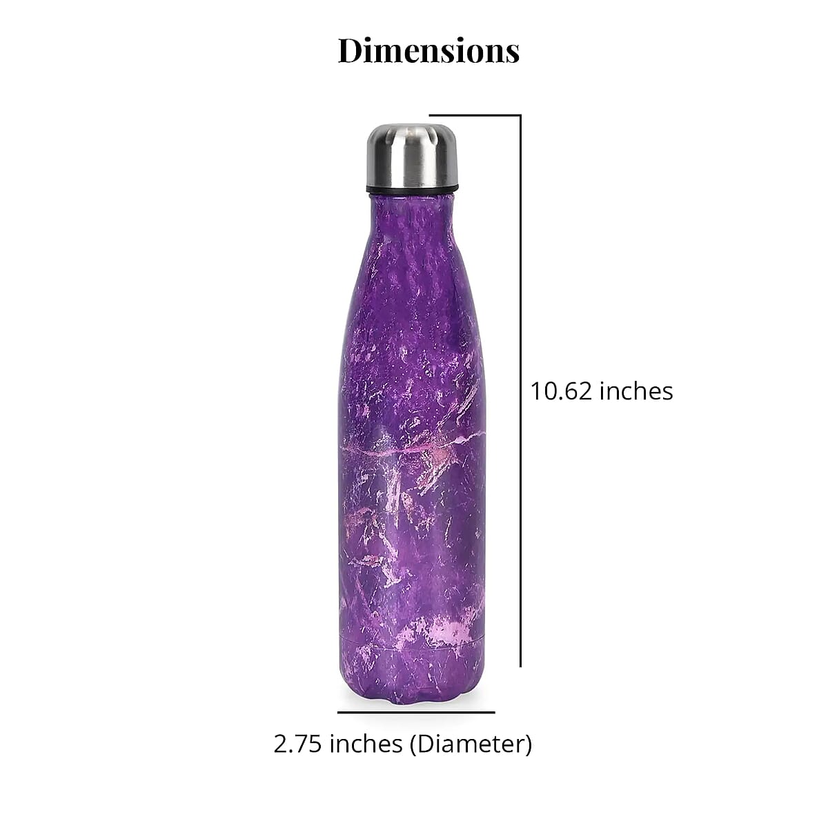 Purple Marble Pattern Stainless Steel Water Bottle (500 ml) image number 5