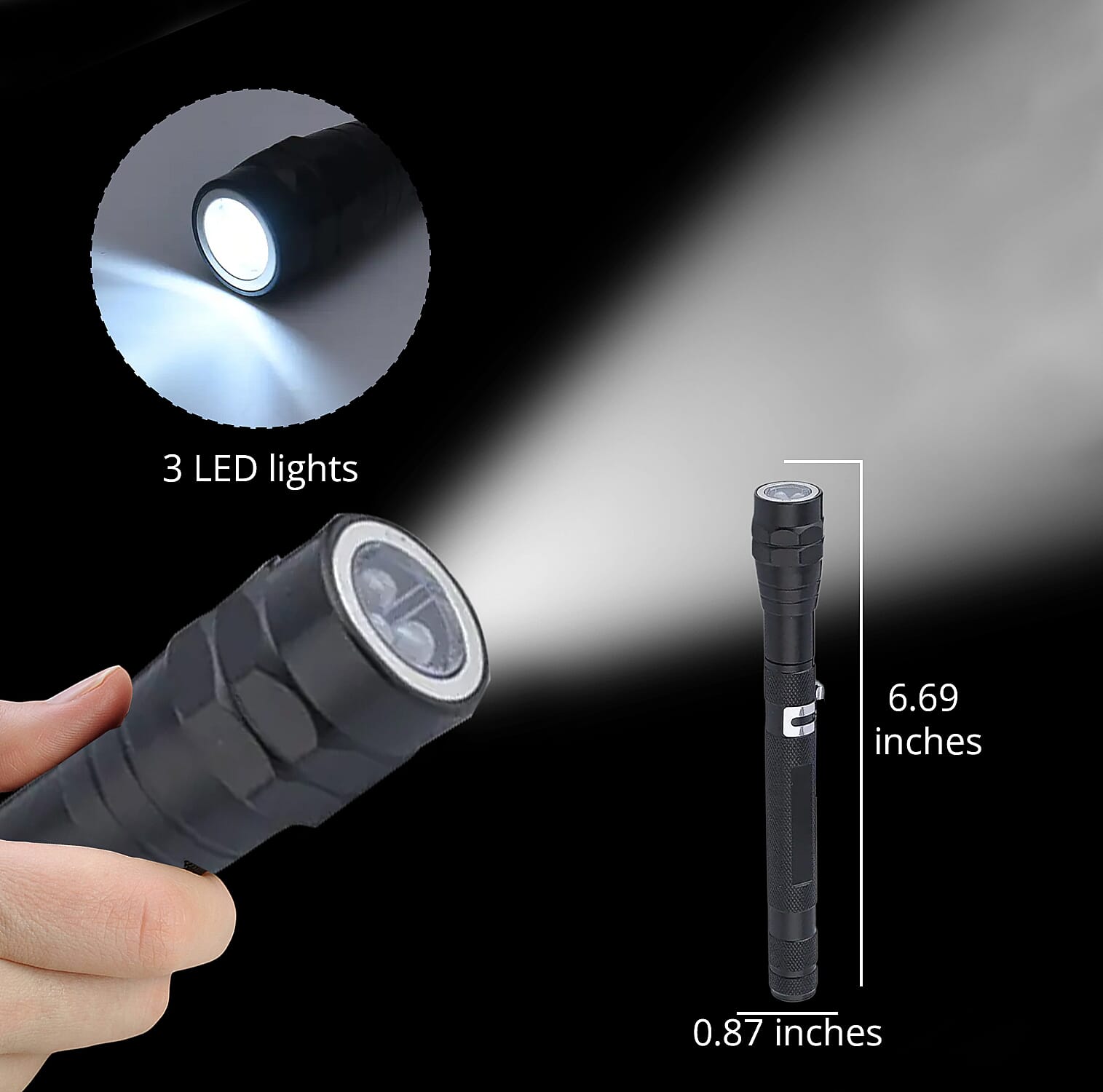 Homesmart Set of 2 Flexible 3LED Flashlight with Magnetic - Black