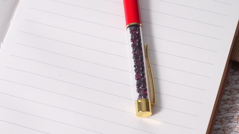 Set of 5 Gem Pens - (Blue Pen- Lapis Lazuli, Silver Pen- White Crystal, Red Pen- Garnet, Green Pen- Green Aventurine, Or Black Pen- Black Obsidian)