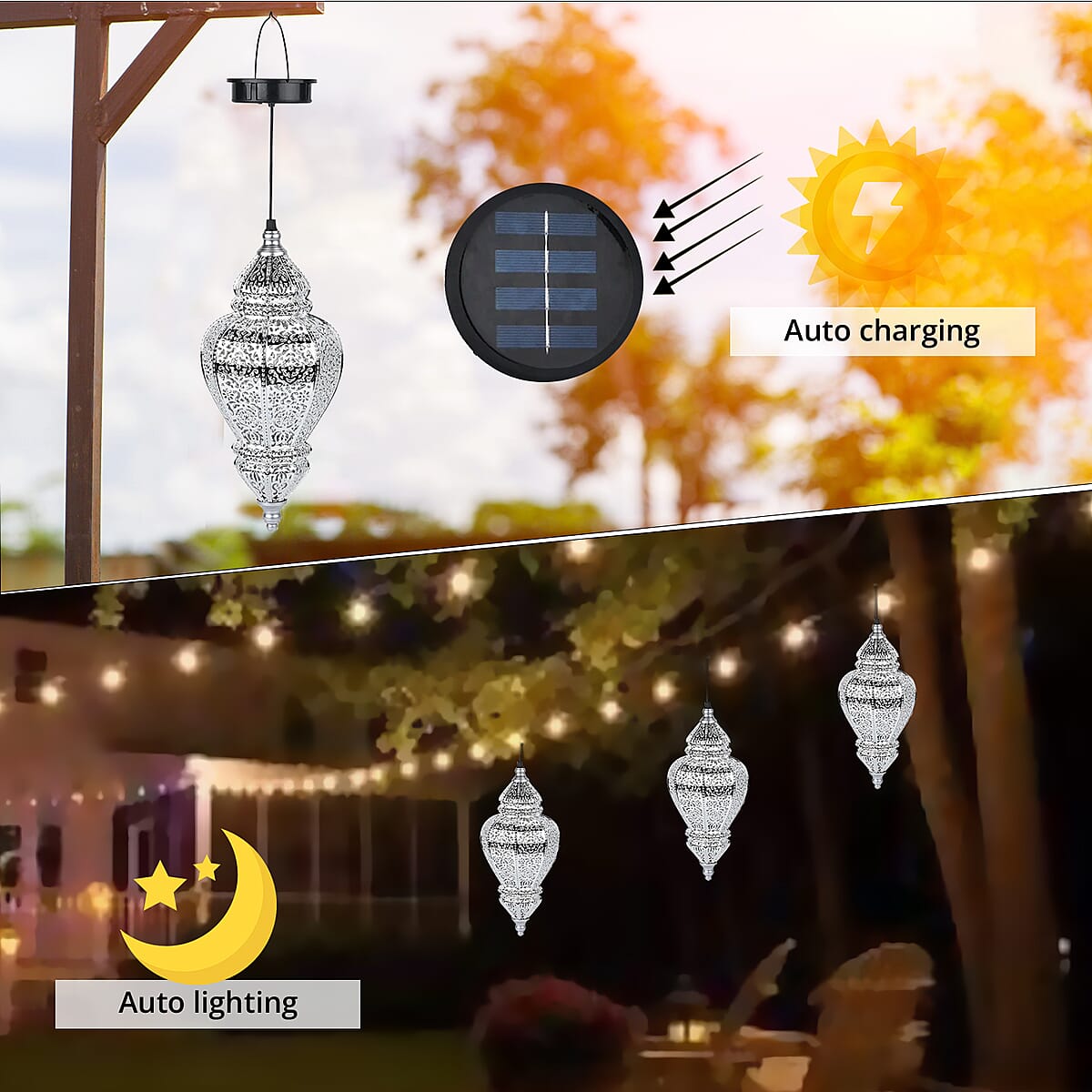 Solar Lights Outdoor Hanging Lantern (600 mAh) image number 3