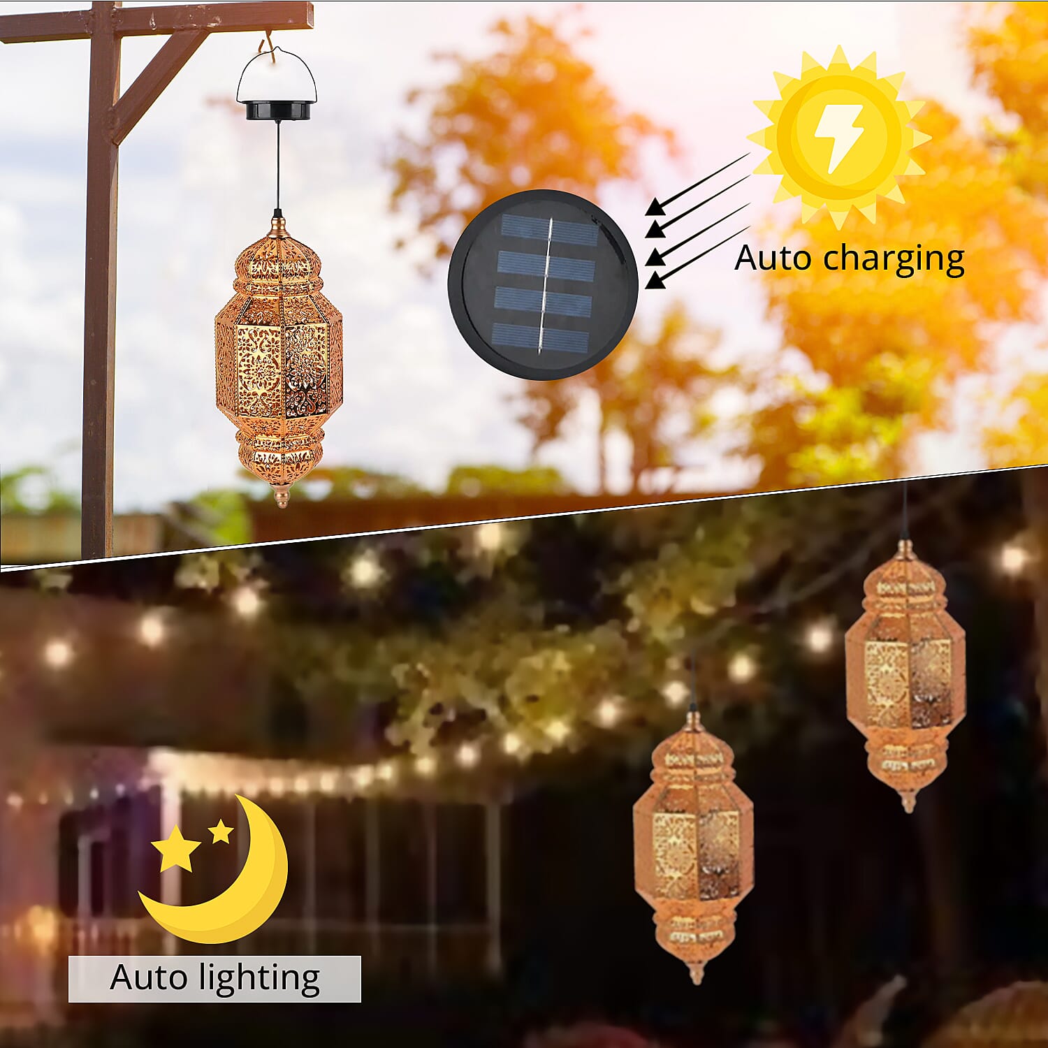 Solar Lights Outdoor Hanging Lantern (600 mAh)
