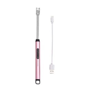 Pink Electric Arc Lighter with USB Charging, Flameless Windproof and LED Battery Display (220 mAh)