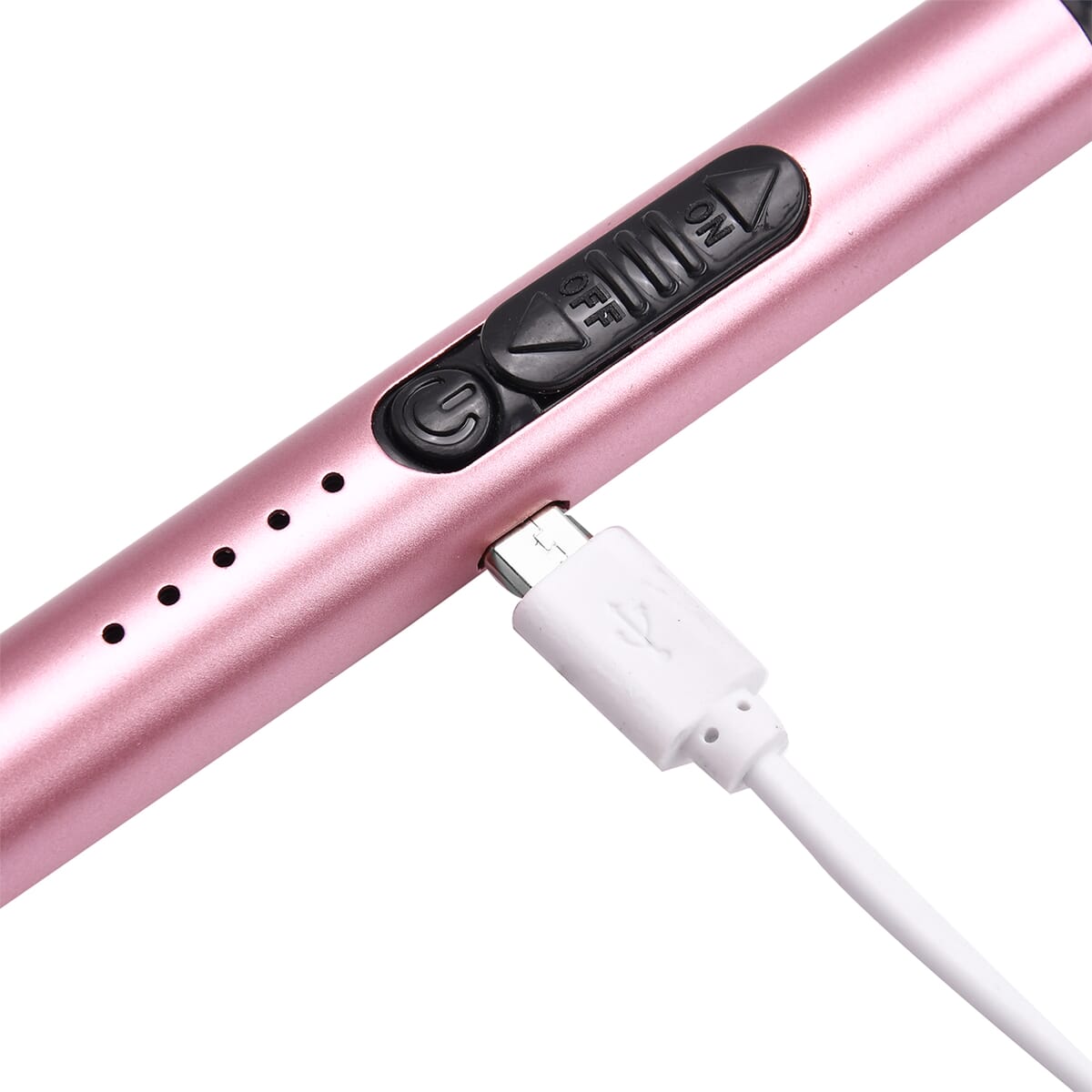 Pink Electric Arc Lighter with USB Charging, Flameless Windproof and LED Battery Display (220 mAh) image number 5