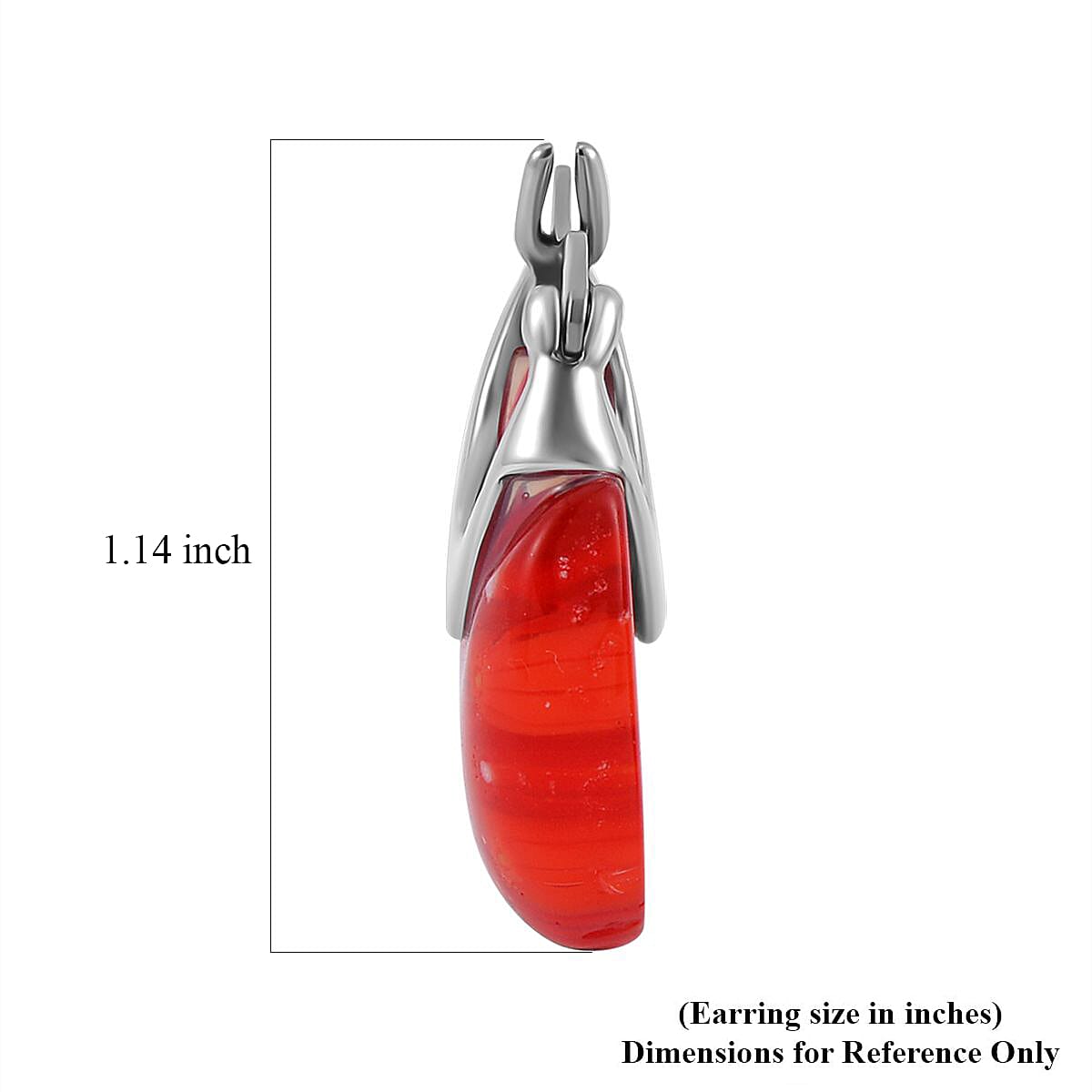 Red Color Murano Glass Hoop Earrings in Stainless Steel