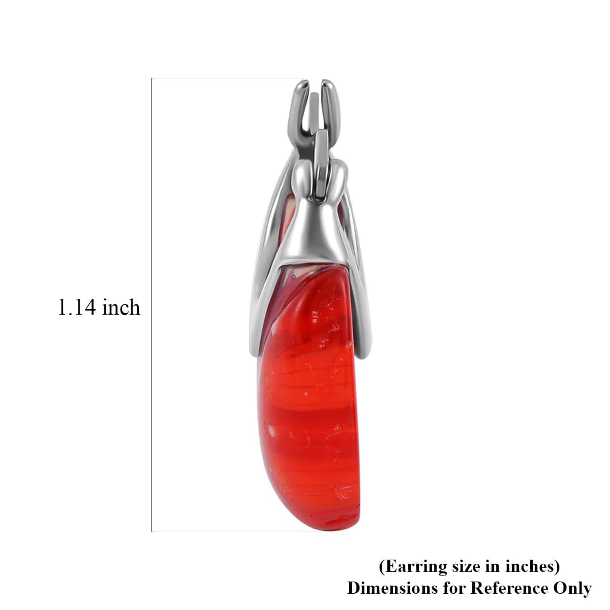 Red Color Murano Glass Hoop Earrings in Stainless Steel image number 4