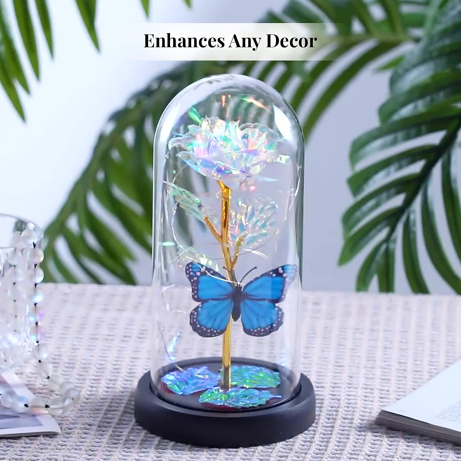 Blue Rose Decoration with LED String Light (3 AAA Battery Not Included)