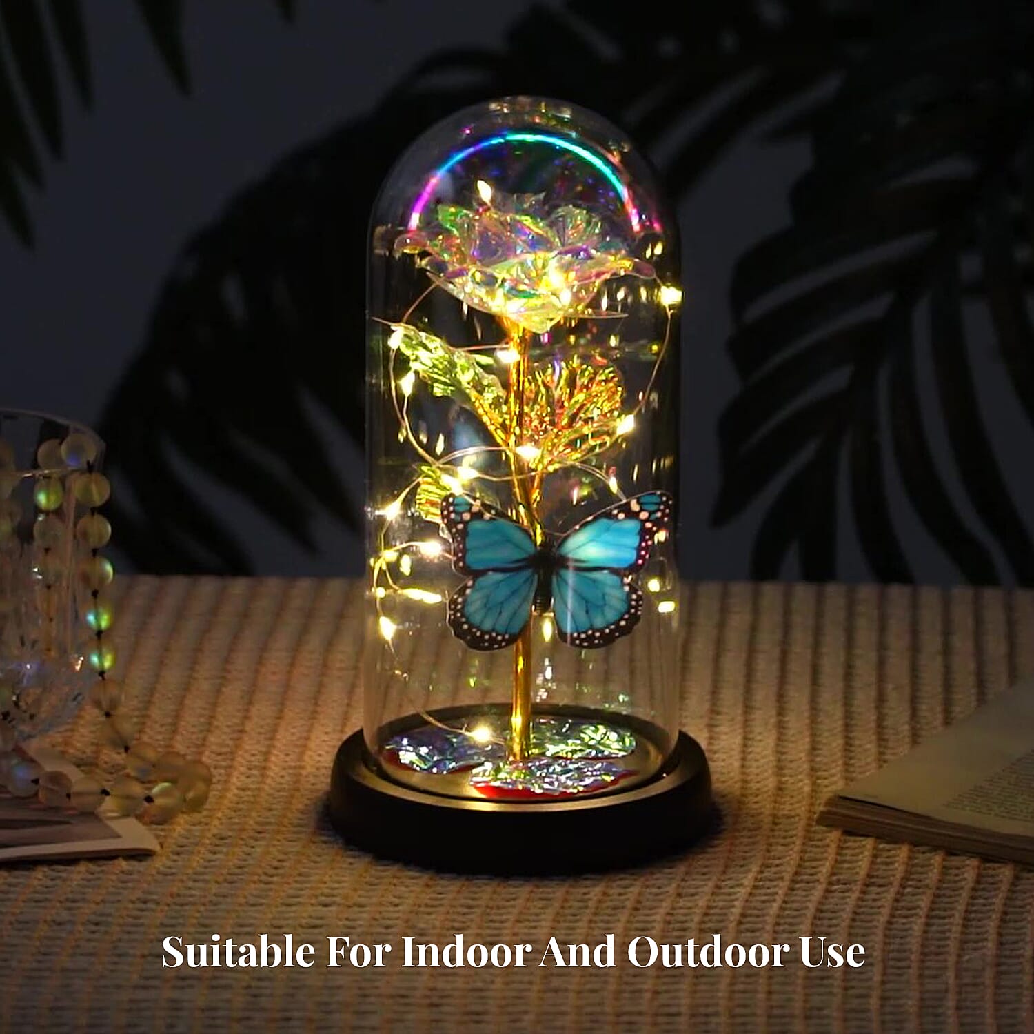 Blue Rose Decoration with LED String Light (3 AAA Battery Not Included)