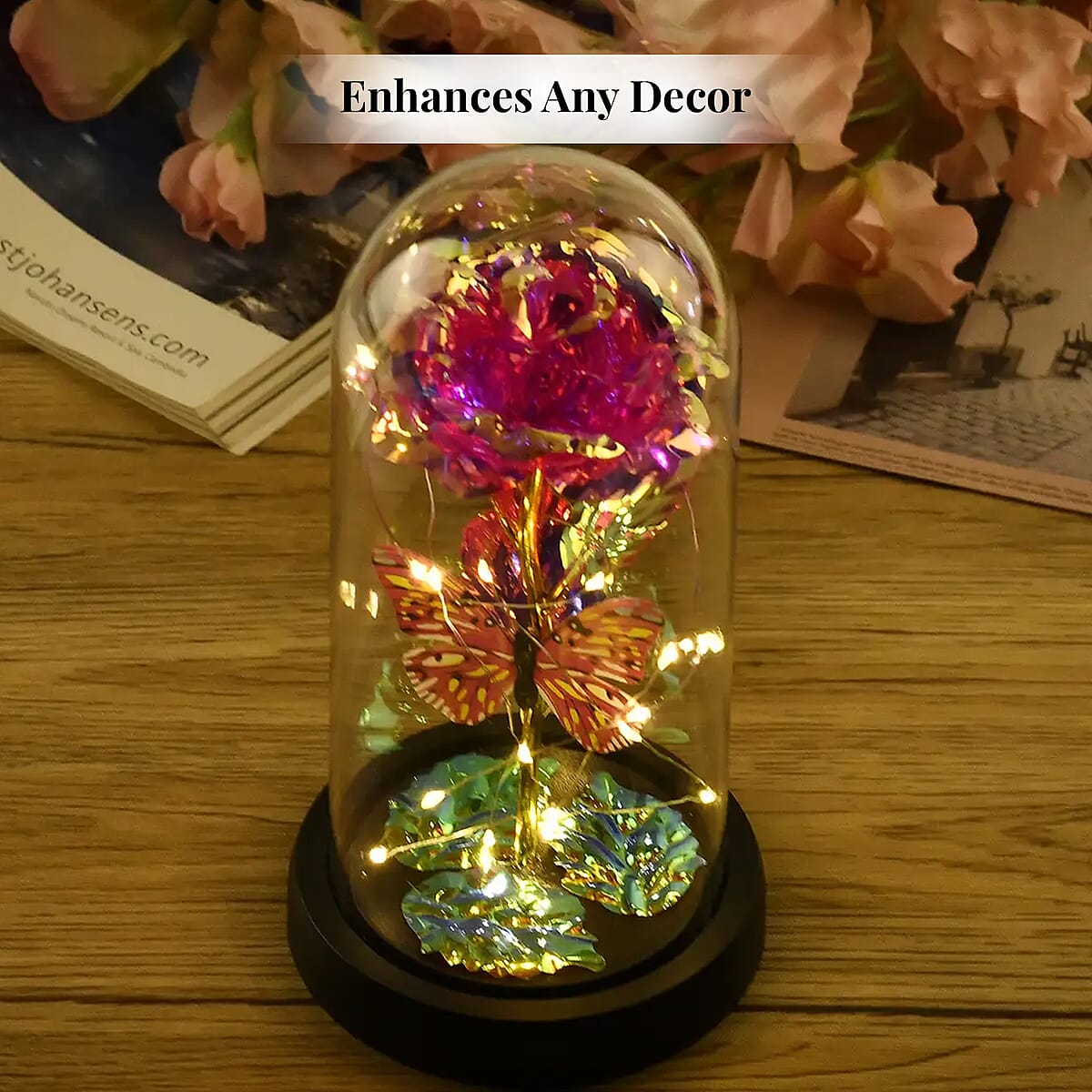 Pink Rose Decoration with LED String Light (3 AAA Battery Not Included) image number 1