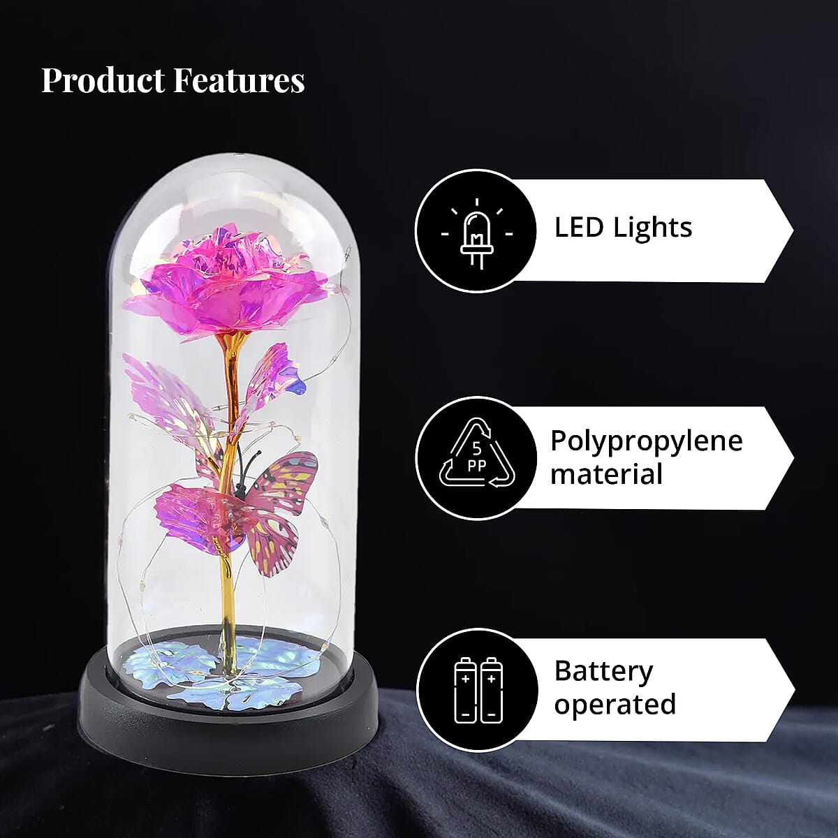 Pink Rose Decoration with LED String Light (3 AAA Battery Not Included) image number 2