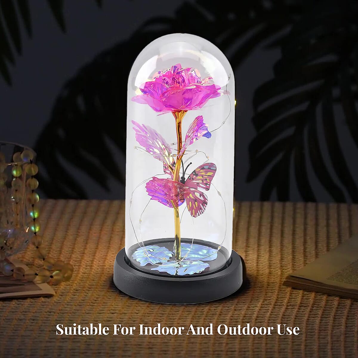 Pink Rose Decoration with LED String Light (3 AAA Battery Not Included) image number 3