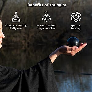 Shungite Sphere Polished Ball, Black Stone Sphere For Home Decor, Black Crystal Home Decor, Gemstone Ball Decor (3cm) 225.00 ctw