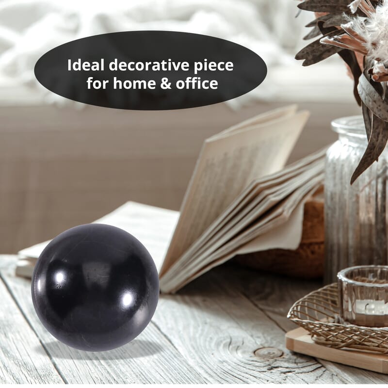 Shungite Sphere Polished Ball, Black Stone Sphere For Home Decor, Black Crystal Home Decor, Gemstone Ball Decor (3cm) 225.00 ctw
