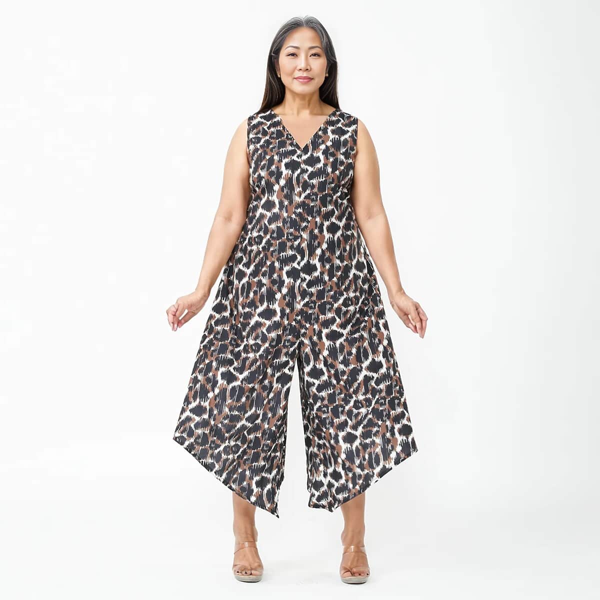 Tamsy Brown Animal Jumpsuit with Back Zipper Closer - M/L image number 4