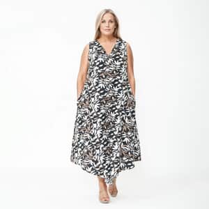 Tamsy Black Floral Jumpsuit with Back Zipper Closer - M/L