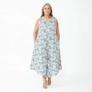 Tamsy Mint Floral Jumpsuit with Back Zipper Closer - M/L