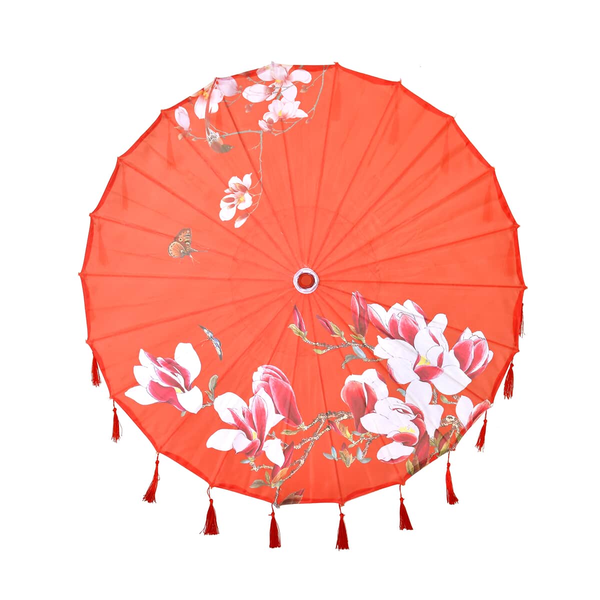 Red Color Floral Pattern Umbrella (32") image number 1