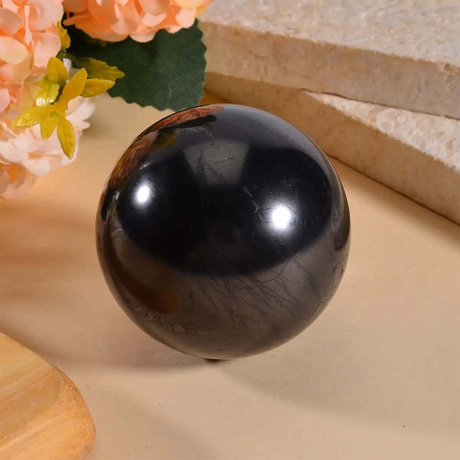 Shungite Sphere Polished Ball, Black Stone Sphere For Home Decor, Black Crystal Home Decor, Gemstone Ball Decor (5cm) 800.00 ctw