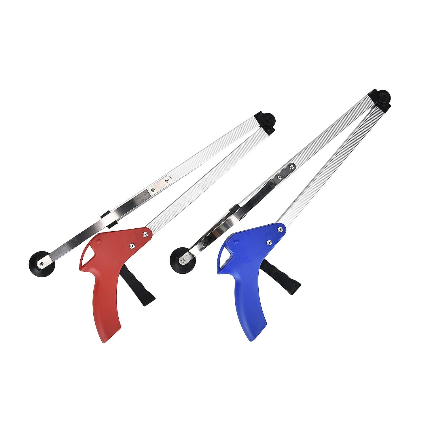 Set of 2 Blue and Red Foldable Long Reach Grabber