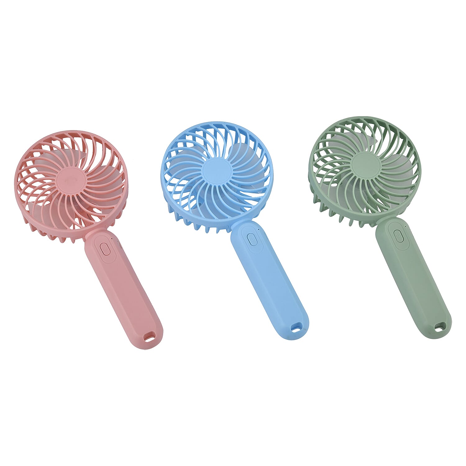 Set of 3 Handheld Fans with Base, 3 Adjustable Speed Mode and USB Charging (3.7W, 2A)