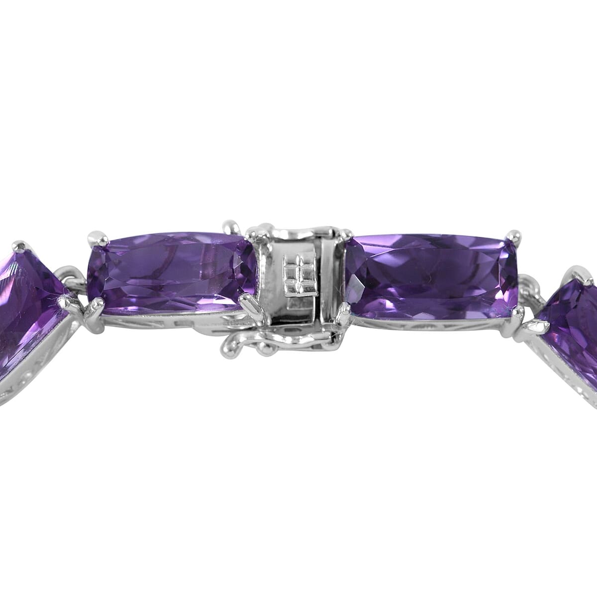 African Amethyst Link Bracelet in Platinum Over Sterling Silve (6.50 In) 41.25 ctw image number 2