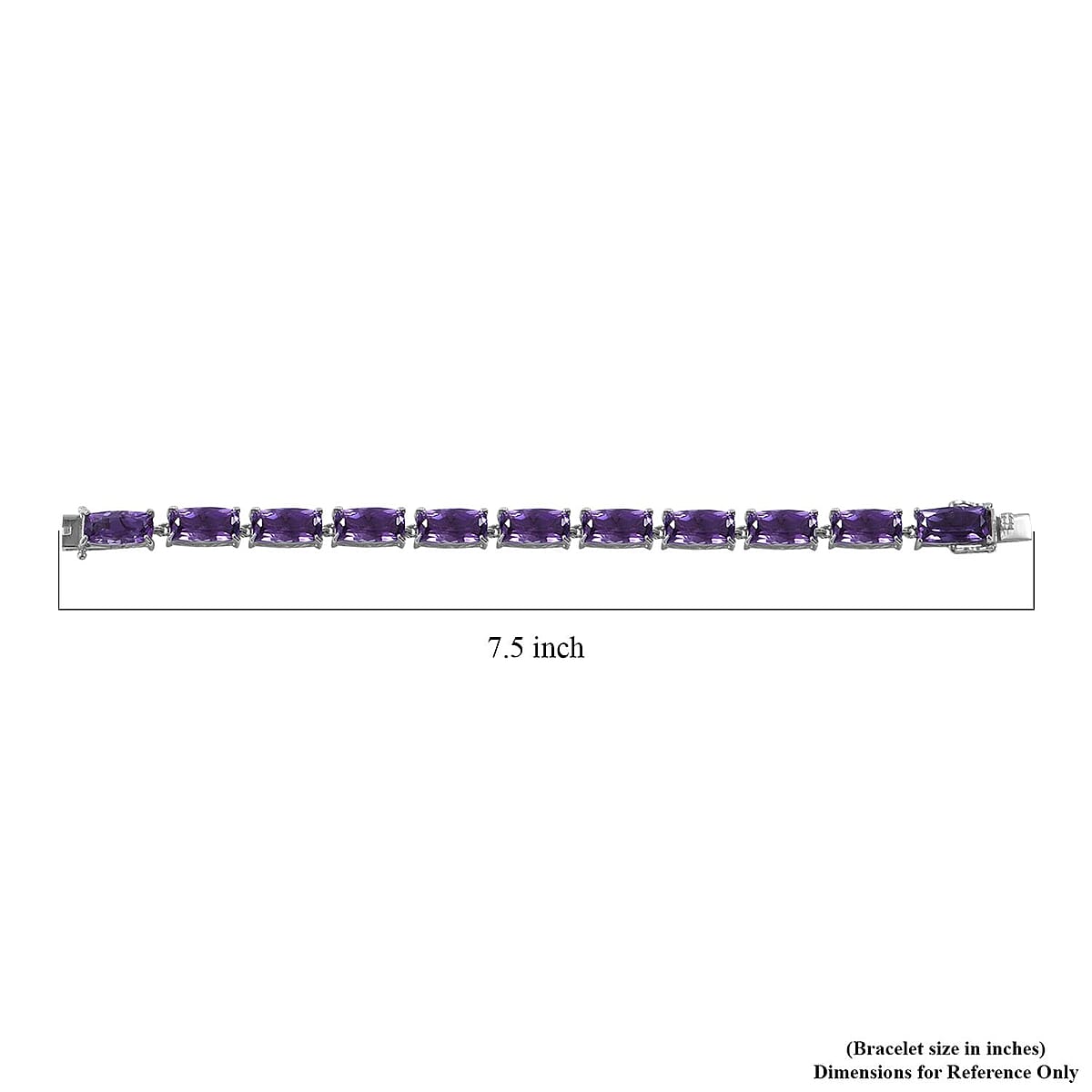 African Amethyst Link Bracelet in Platinum Over Sterling Silve (6.50 In) 41.25 ctw image number 3