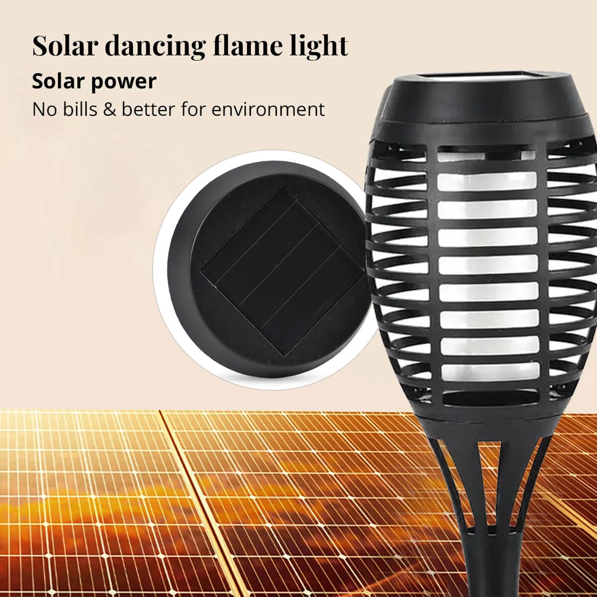 4pk Small Solar Rechargeable Dancing Flame Torch Light image number 6