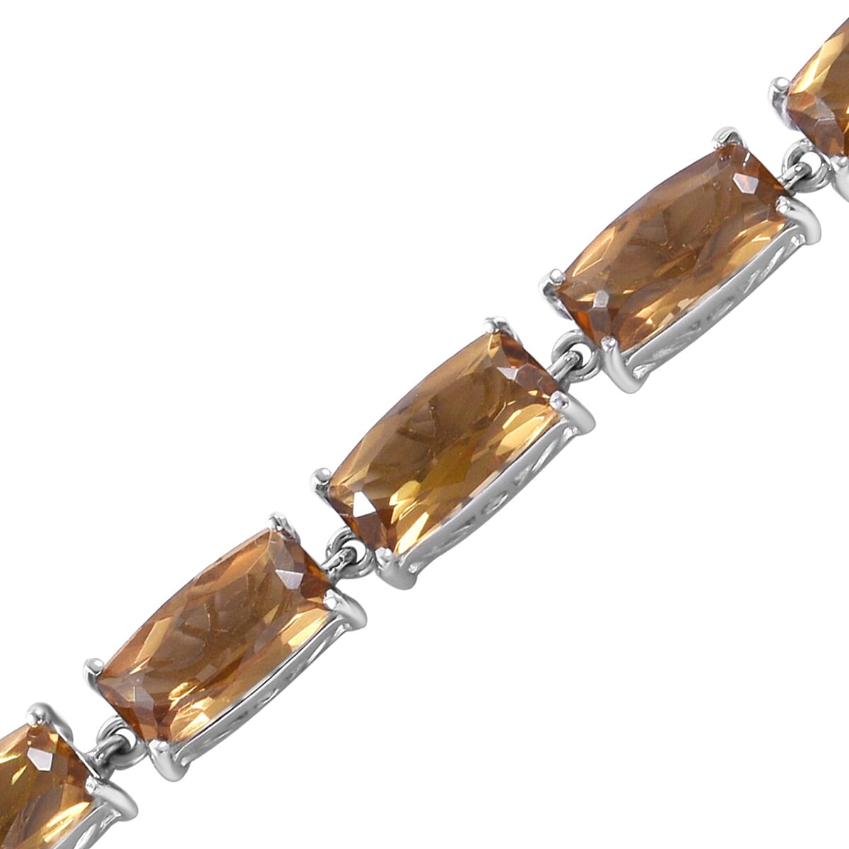Brazilian Citrine Link Bracelet in Platinum Over Sterling Silve (8.00 In) 49.90 ctw image number 1