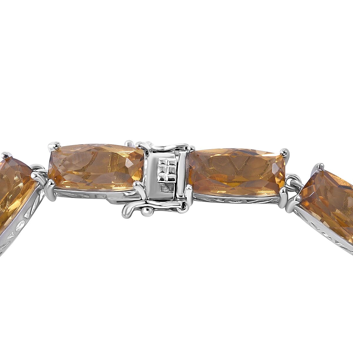 Brazilian Citrine Link Bracelet in Platinum Over Sterling Silve (8.00 In) 49.90 ctw image number 2
