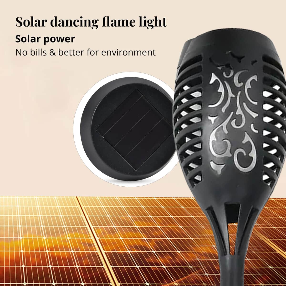 4pk Small Solar Rechargeable Dancing Flame Torch Light image number 6