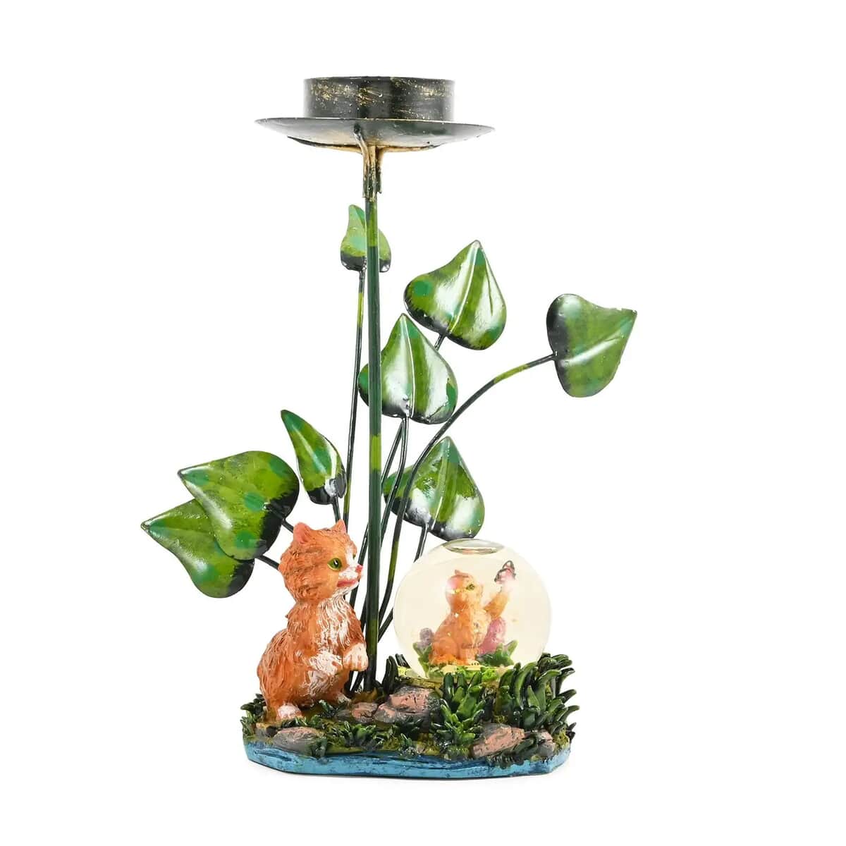 Cat Candle Holder with Water Globe image number 0