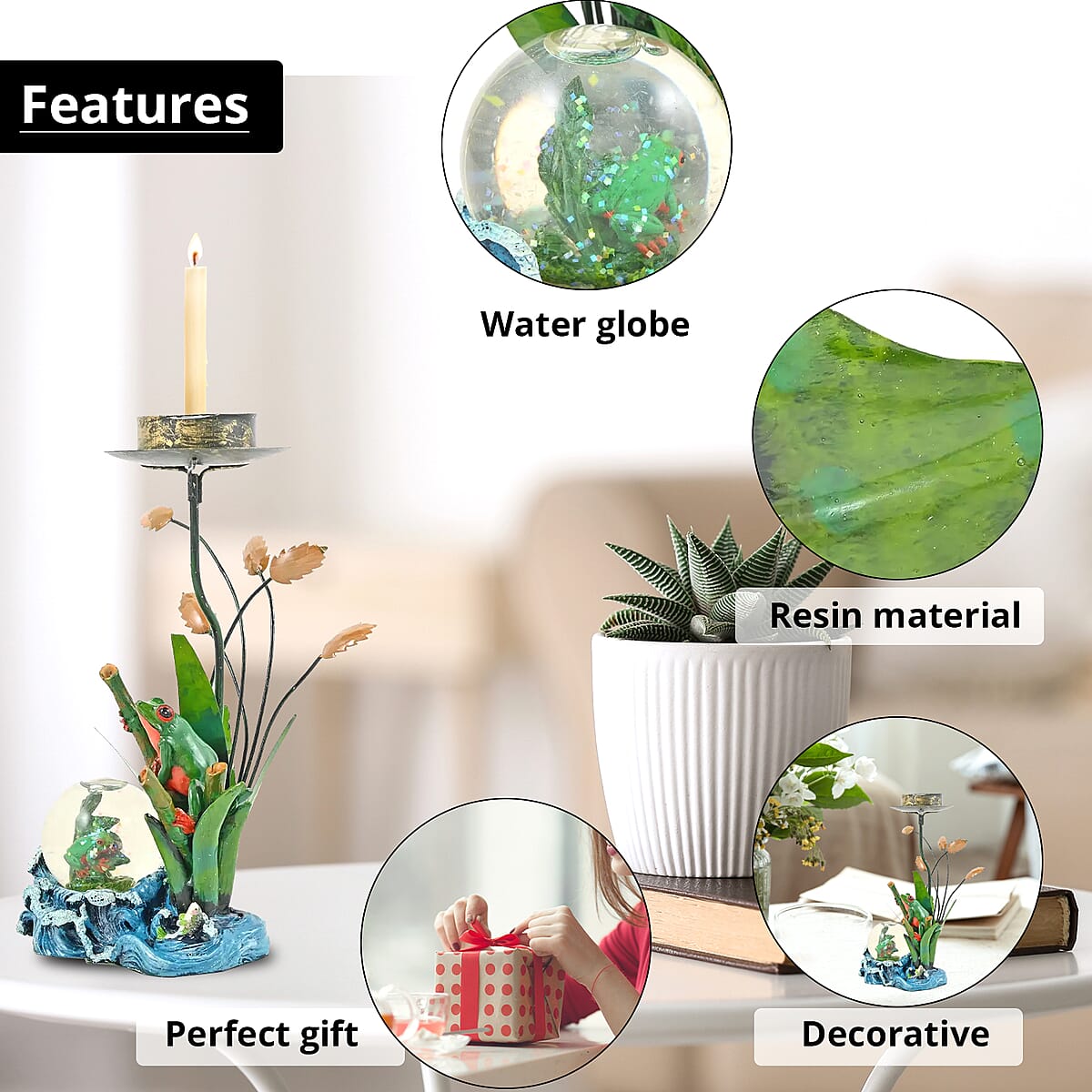 Frog Candle Holder with Water Globe image number 1