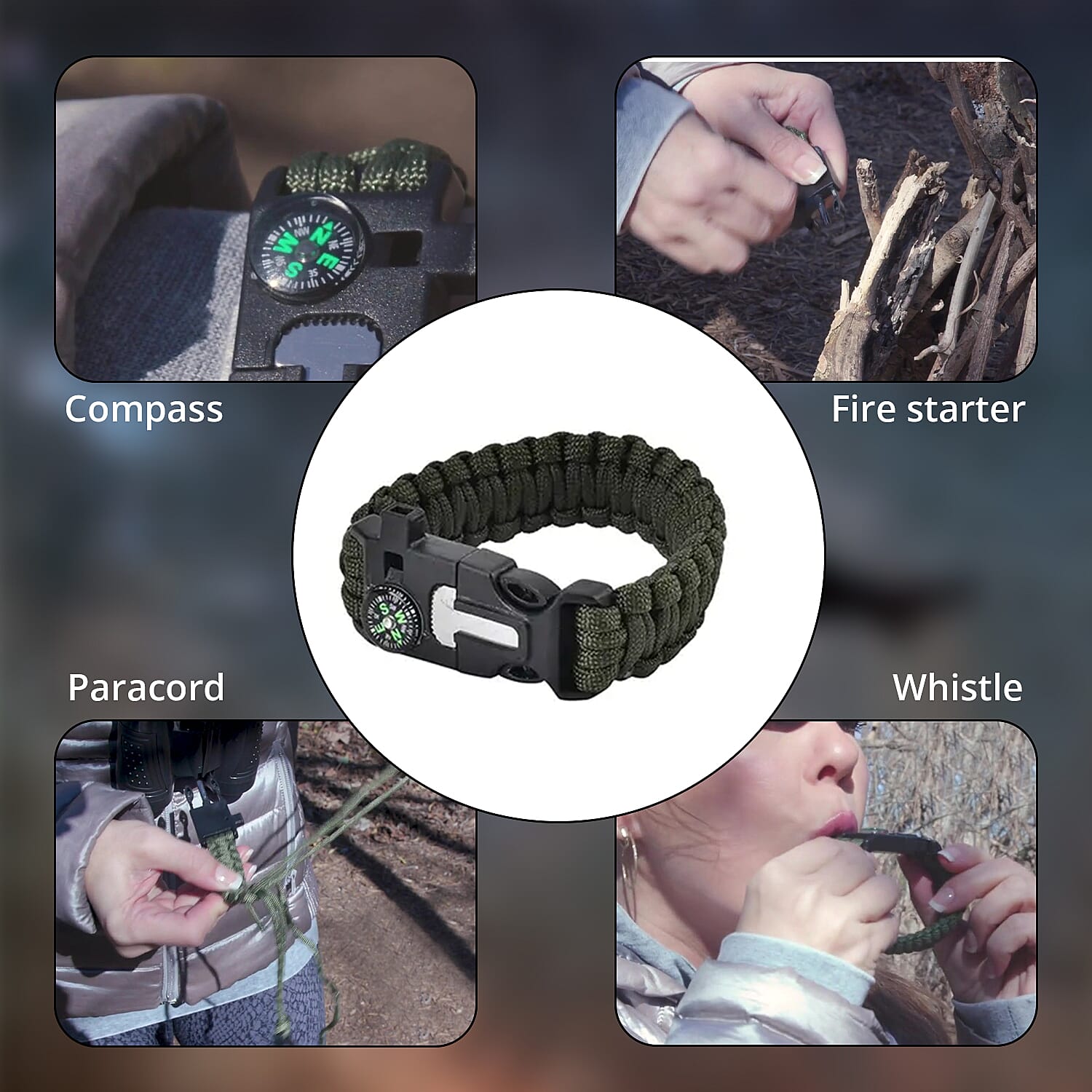 3pcs Set Emergency Survival Kits: Included Telescope, 4-in-1 Survival Bracelet and 6-in-1 Multifunctional Knife - Yellow