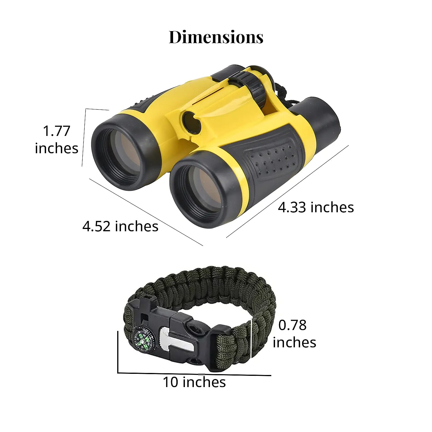 3pcs Set Emergency Survival Kits: Included Telescope, 4-in-1 Survival Bracelet and 6-in-1 Multifunctional Knife - Yellow