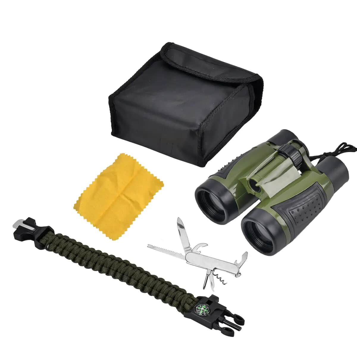 3pcs Set Emergency Survival Kits: Included Telescope, 4-in-1 Survival Bracelet and 6-in-1 Multifunctional Knife - Army Green image number 0