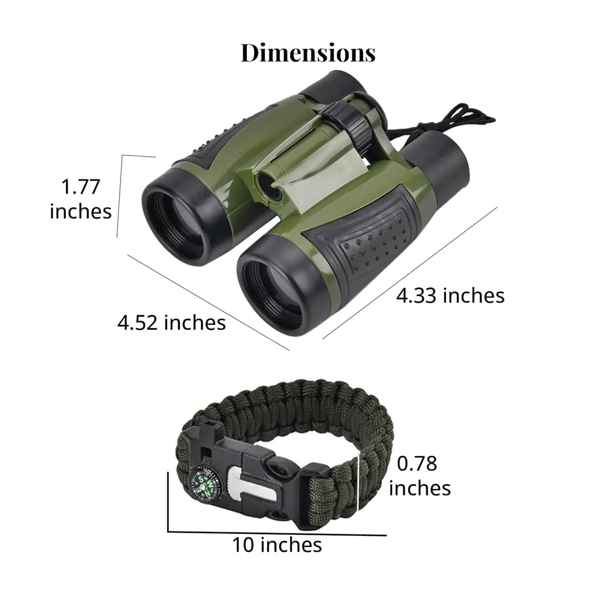 3pcs Set Emergency Survival Kits: Included Telescope, 4-in-1 Survival Bracelet and 6-in-1 Multifunctional Knife - Army Green image number 7