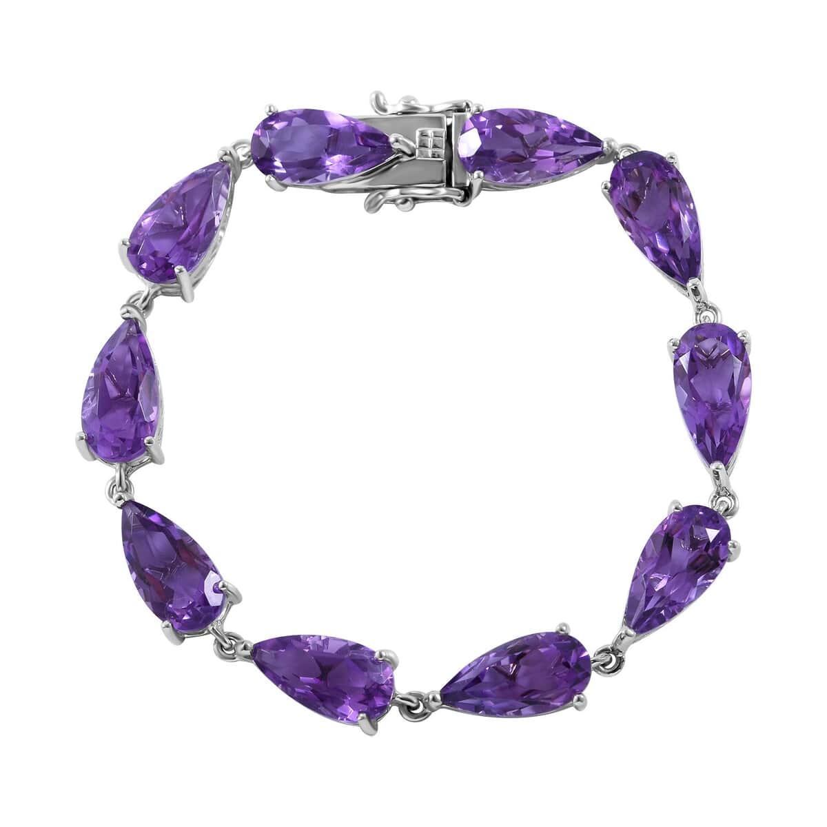 African Amethyst Link Bracelet in Platinum Over Sterling Silver (7.25 In) 30.90 ctw image number 0