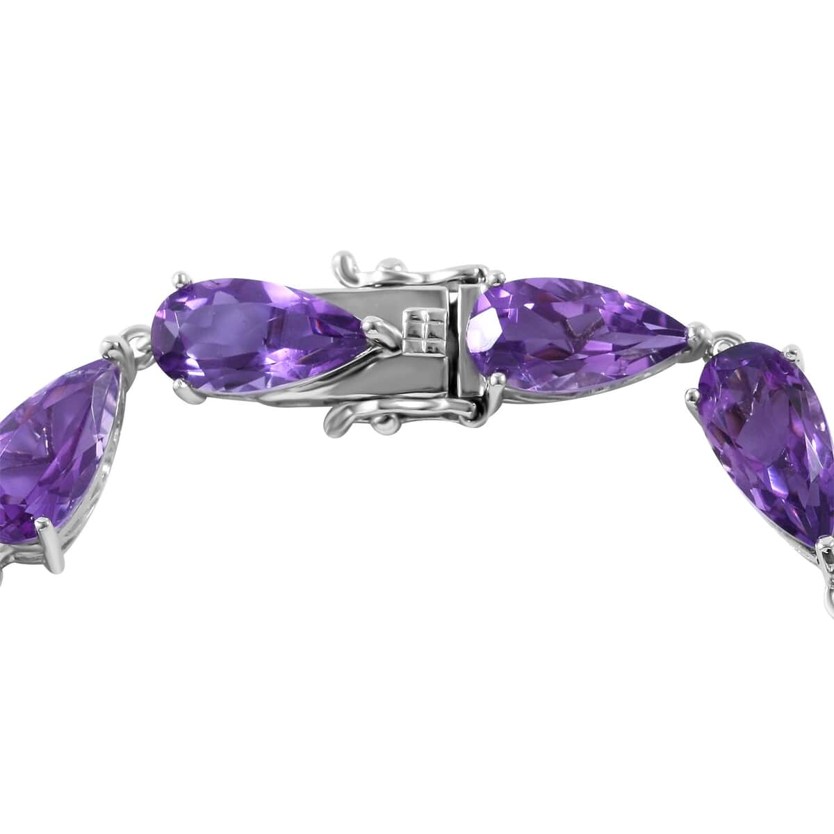 African Amethyst Link Bracelet in Platinum Over Sterling Silver (7.25 In) 30.90 ctw image number 2