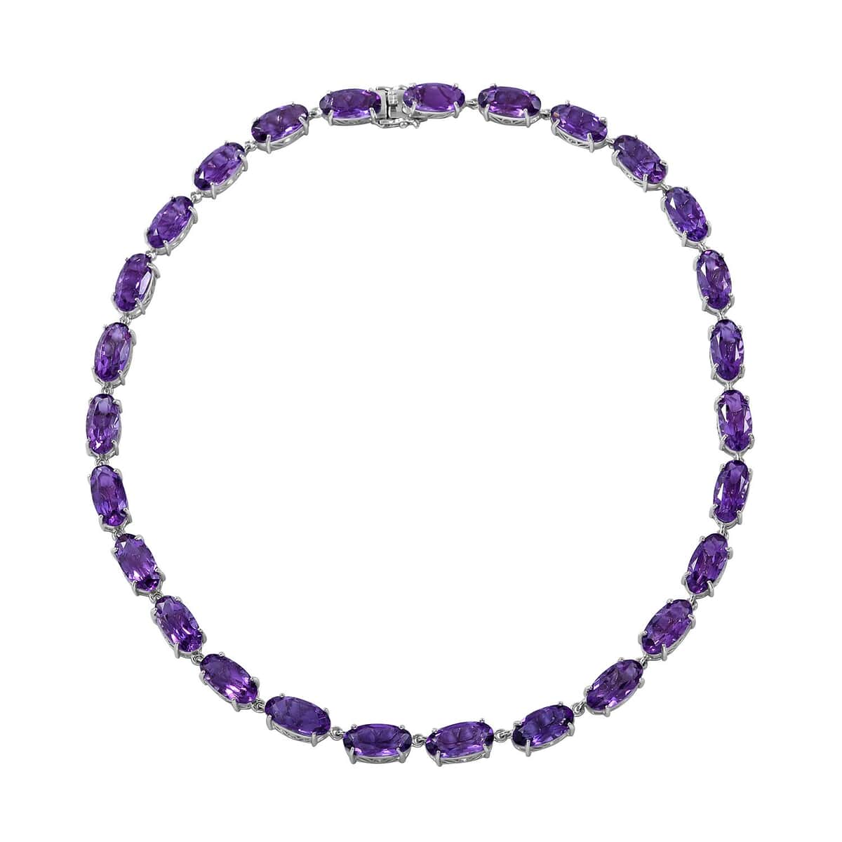 TLV African Amethyst (Ovl) Necklace (18 Inches) in Platinum Over Sterling Silver 96.65 ctw image number 0