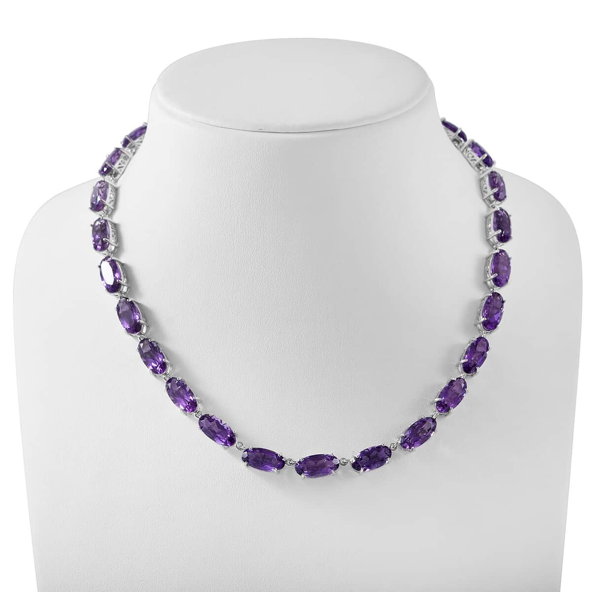 TLV African Amethyst (Ovl) Necklace (18 Inches) in Platinum Over Sterling Silver 96.65 ctw image number 1