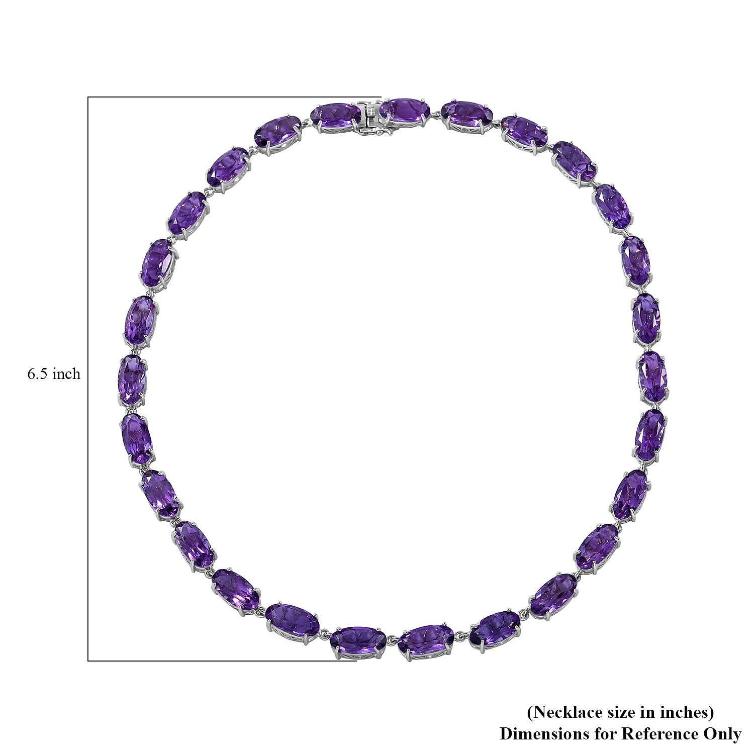African Amethyst Link Necklace 18 Inches in Platinum Over Sterling Silver 97.20 ctw