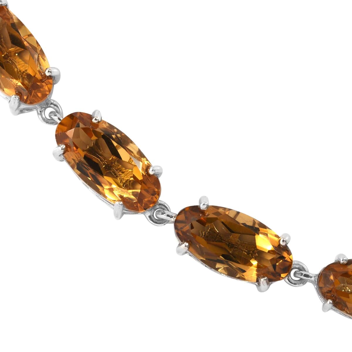 Brazilian Citrine Link Necklace 18 Inches in Platinum Over Sterling Silver 96.40 ctw image number 2