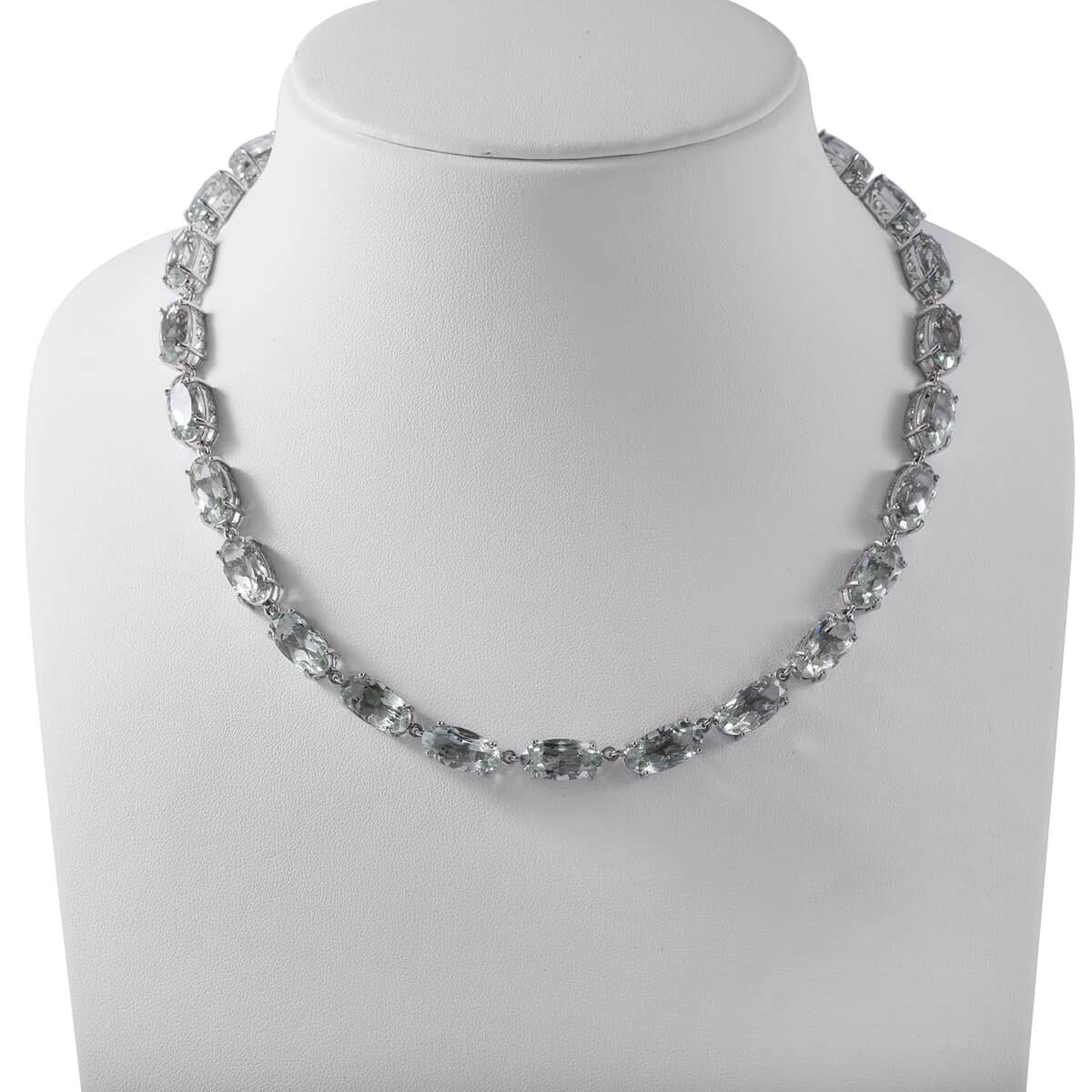 Montezuma Prasiolite Link Necklace 18 Inches in Platinum Over Sterling Silver 103.65 ctw image number 1