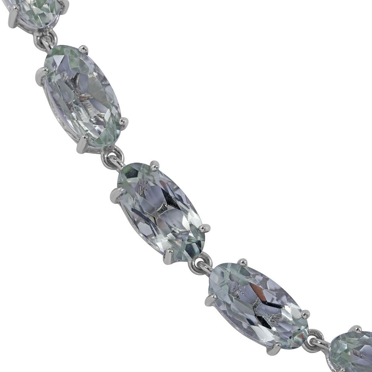 Montezuma Prasiolite Link Necklace 18 Inches in Platinum Over Sterling Silver 103.65 ctw image number 2