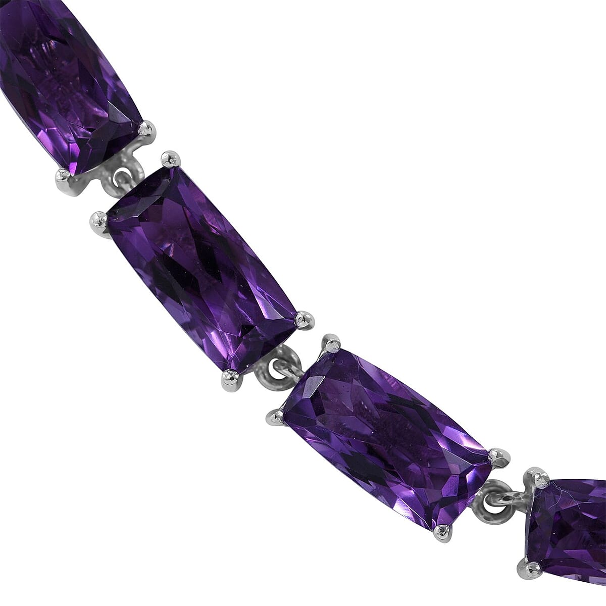 African Amethyst Link Necklace 18 Inches in Platinum Over Sterling Silver 108.65 ctw image number 2