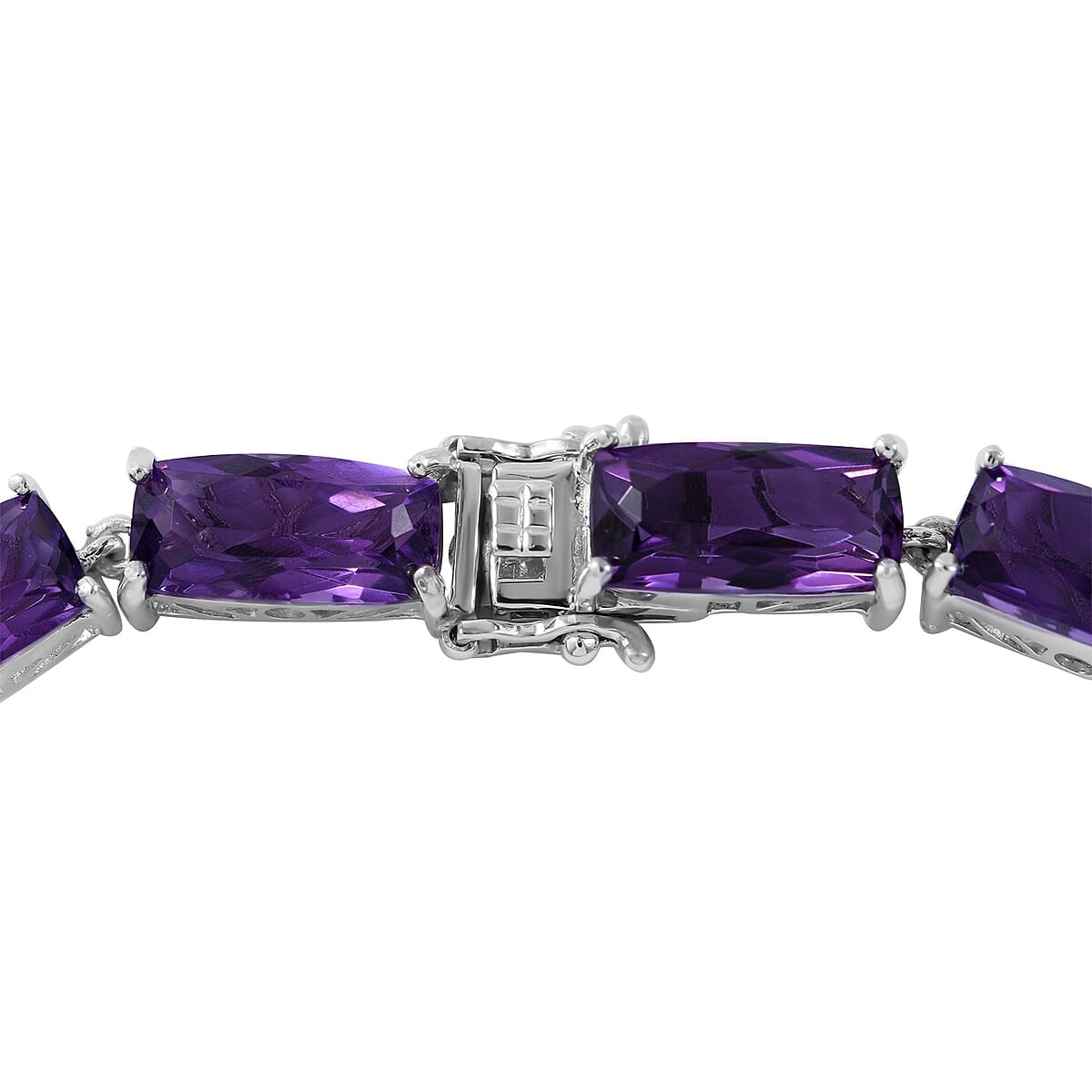 African Amethyst Link Necklace 18 Inches in Platinum Over Sterling Silver 108.65 ctw image number 3