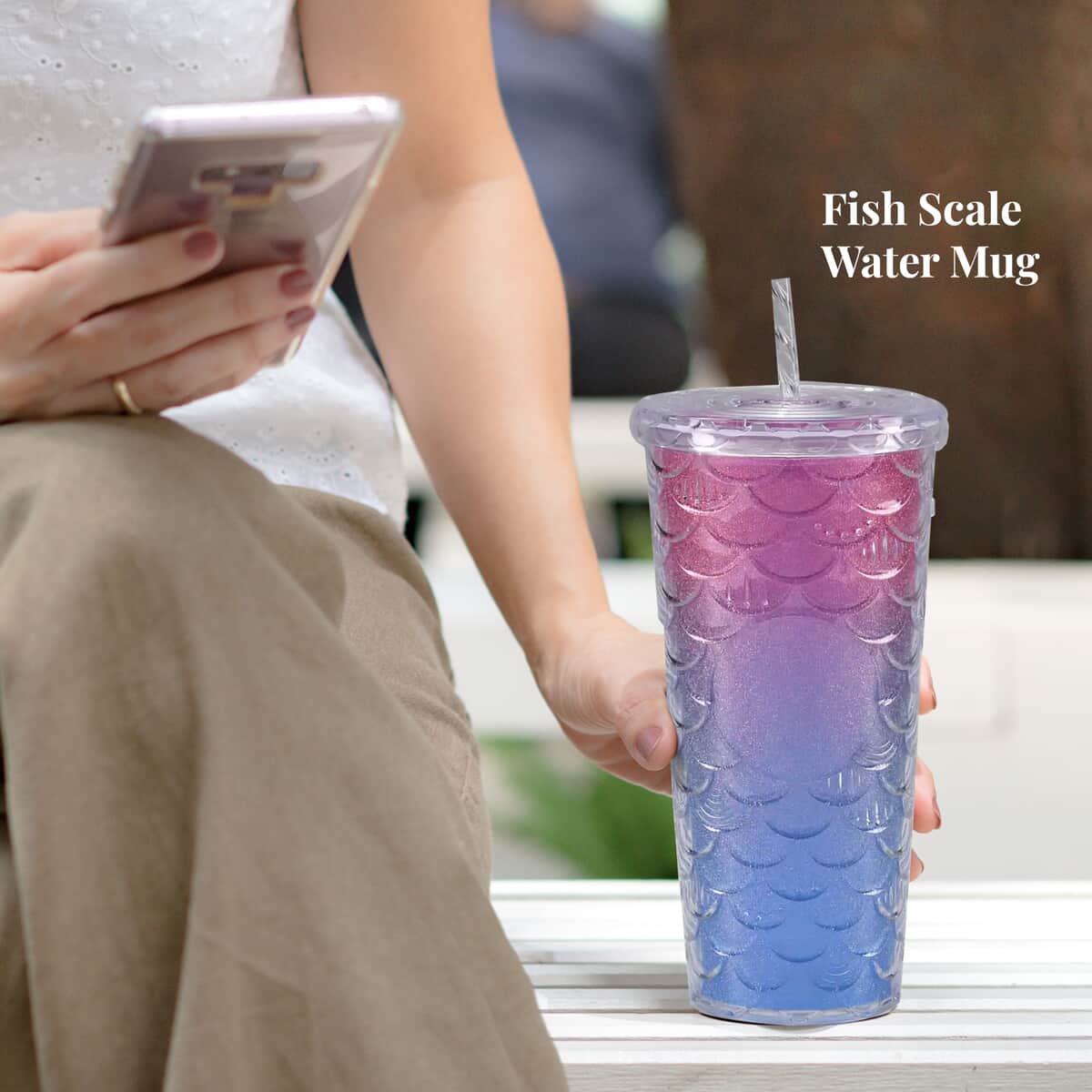 720ML Fish Scale Water Mug - Blue image number 2