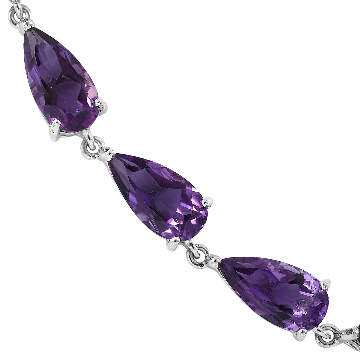 African Amethyst Link Necklace 18 Inches in Platinum Over Sterling Silver 79.50 ctw image number 2