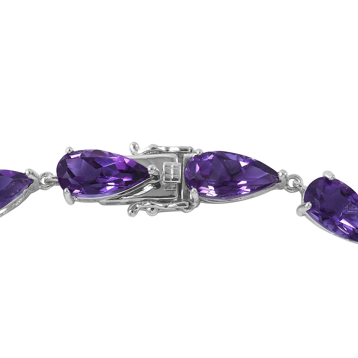 African Amethyst Link Necklace 18 Inches in Platinum Over Sterling Silver 79.50 ctw image number 3