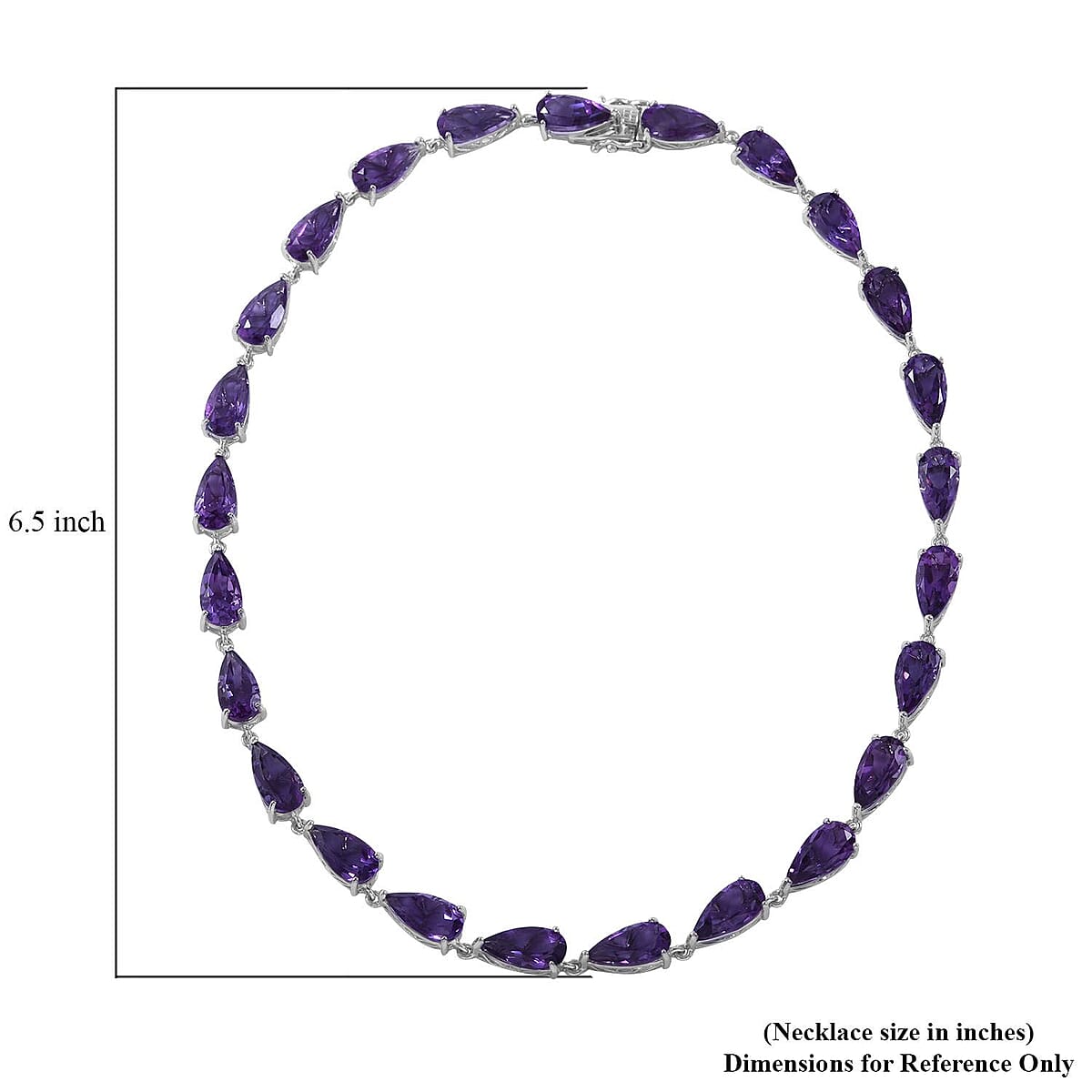 African Amethyst Link Necklace 18 Inches in Platinum Over Sterling Silver 79.50 ctw image number 4
